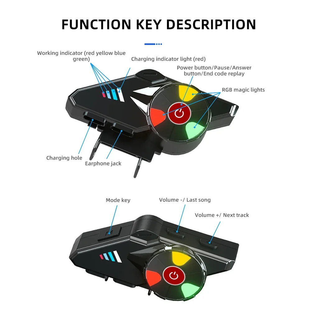 Водонепроницаемая Bluetooth-гарнитура для мотоциклетного шлема с шумоподавлением и