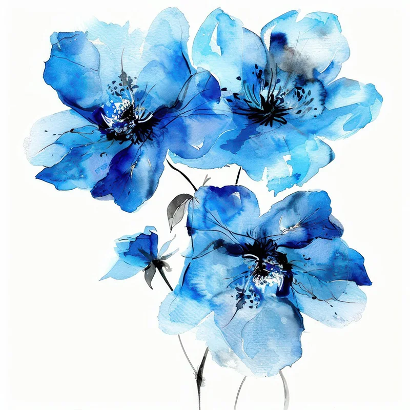 

Синие цветы наклейки для стен