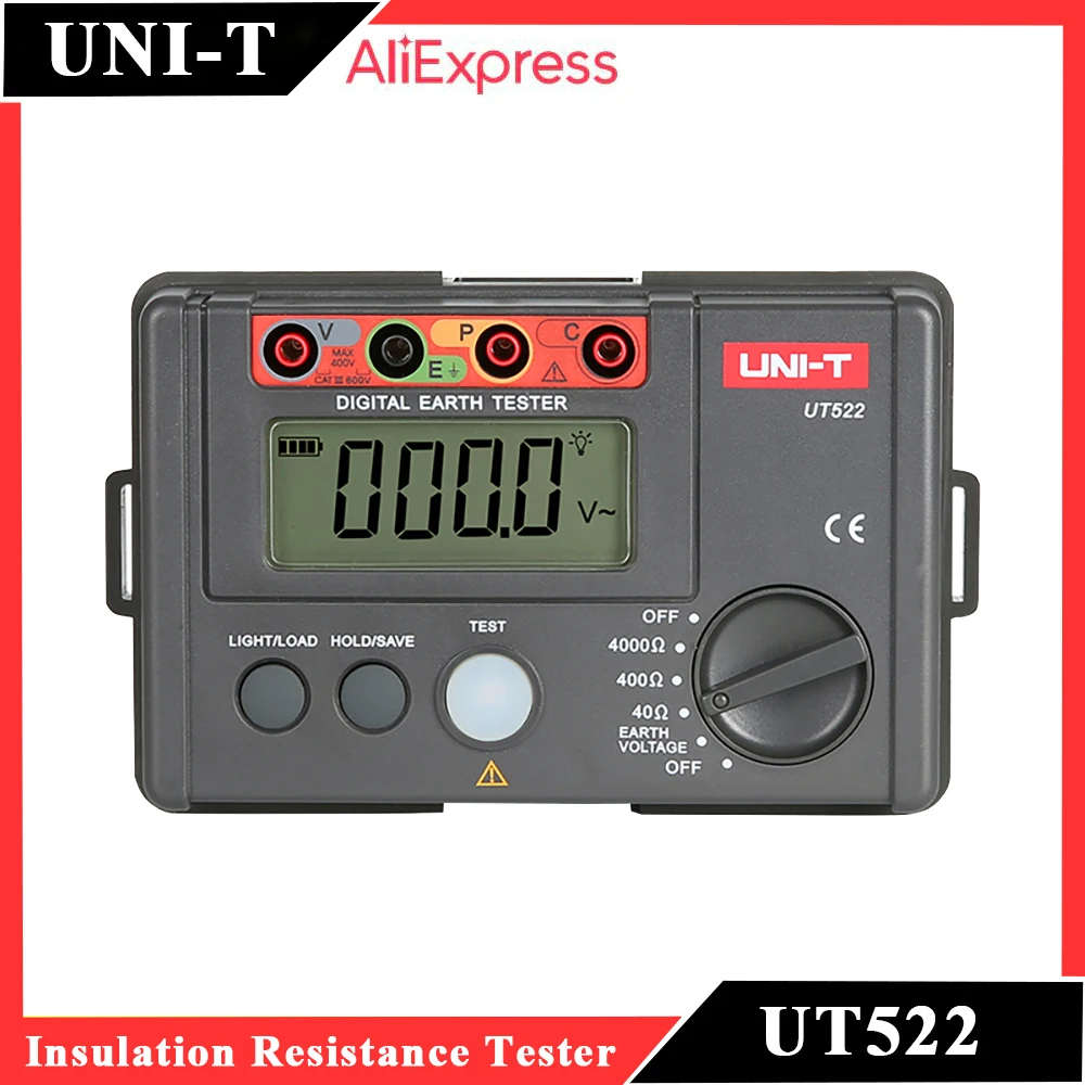 

UNI-T UT522 Digital Earth Tester Professional Ground Insulation Resistance Tester 400V 40Ω 400Ω 4000Ω Measurement Ohmmeter