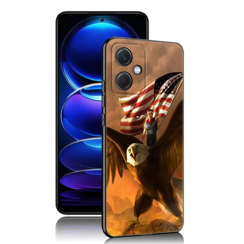 Черный силиконовый чехол с американским флагом для телефона Xiaomi Redmi Note 10 11 11S 12 13 4G