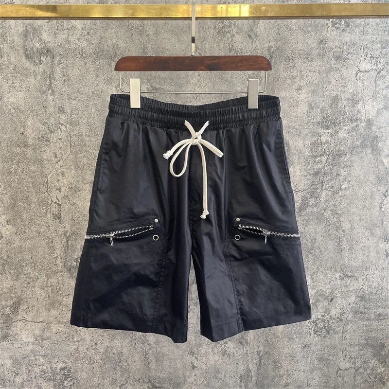 

2022ss High Street Dark Style Coated Rivet Diagonal Zipper Shorts Men's And Women's Casual Shorts