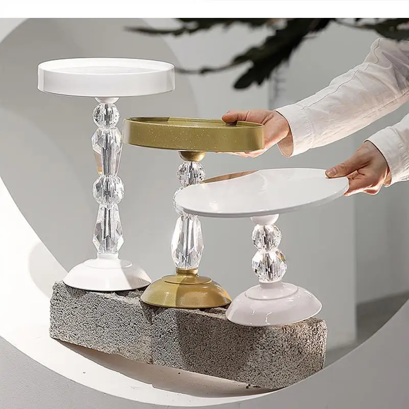 

Tall Feet Metal Cake Pan Banquet Wedding Dessert Table Cake Stand Dessert Plate Wrought Iron Crystal Snack Tray Display Stand