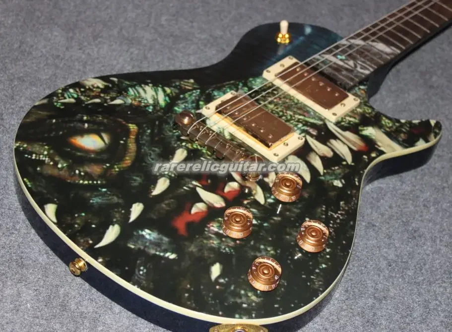 В наличии Dragon Singlecut синяя черная Горелая Кленовая верхняя электрическая гитара с