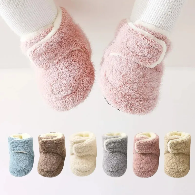 

Newborn Plush Baby Shoes Winter Warm Boot Soft Soled Infant Toddler First Anti-slip First Walkers Thickened Booties 0-24M