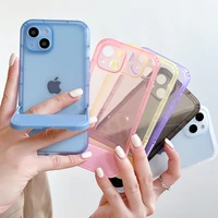 luxury holder stand bracket transparent silicone phone case for iphone 13 12 pro max 11 7 8 plus x xs xr clear soft back cover