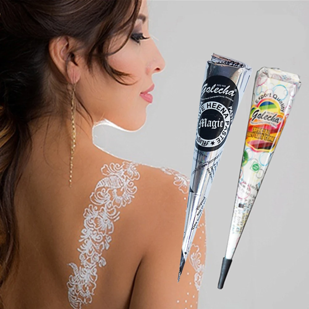 Новый натуральный белый травяной конус хны для Временной Татуировки наклейка