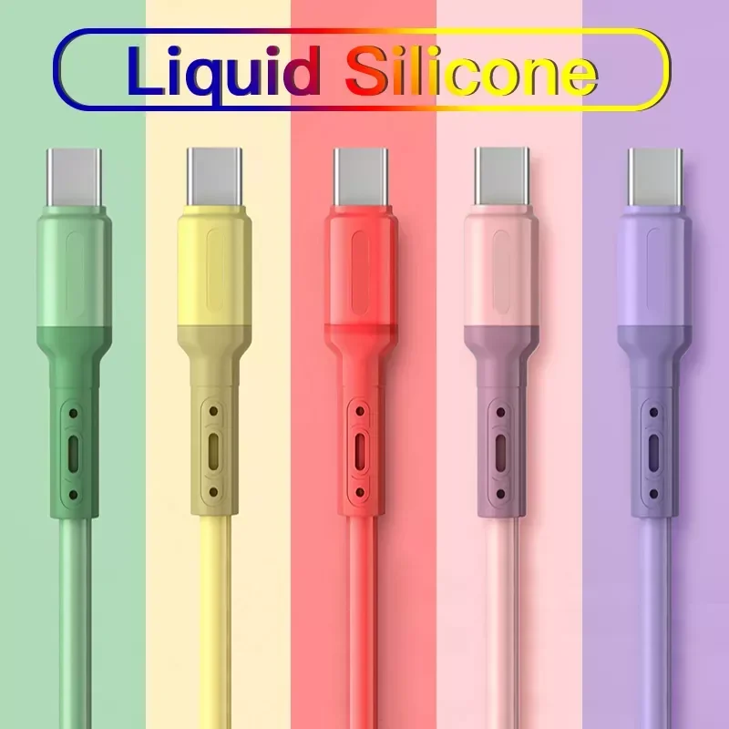 

Charging Type C USB C Liquid Soft Silicone Data Cord 1/1.5/2M Mobile USB-C Charger Wire