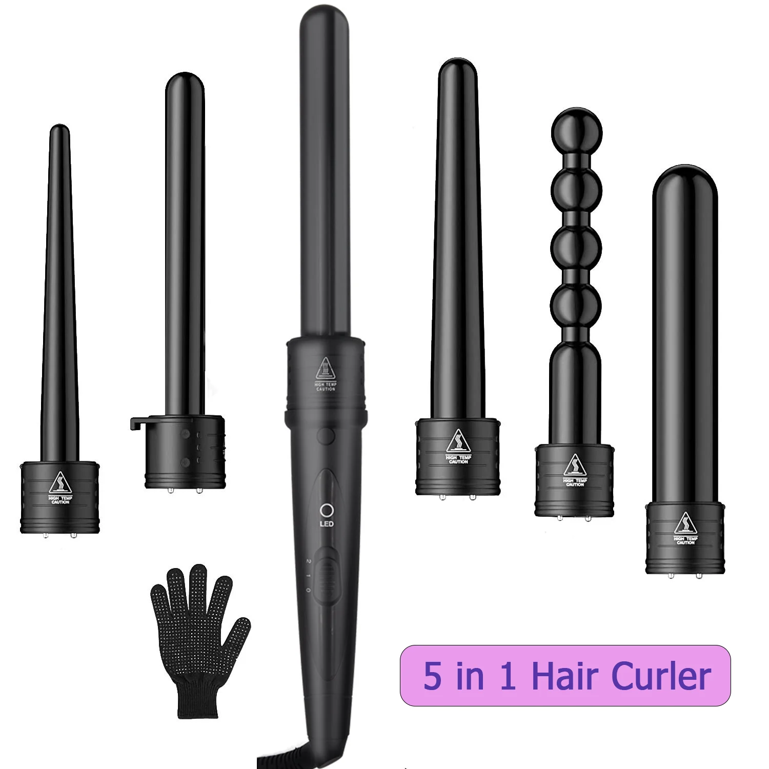 

Multi-functional Tube Changing Curling Iron 9-32MM Ceramic Heating Hair Curler 5/4 in 1 Tube Iron Wave Volume Tool Set