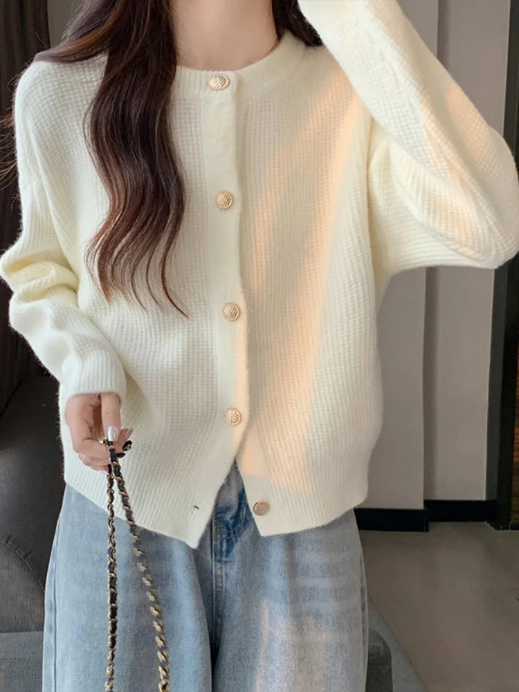 

Fashion Women Sweaters 2023 Autumn Winter Casual Versatile Coats Korean Fashion Long Sleeve Top LOOSE O-Neck Knitwears Cardigan