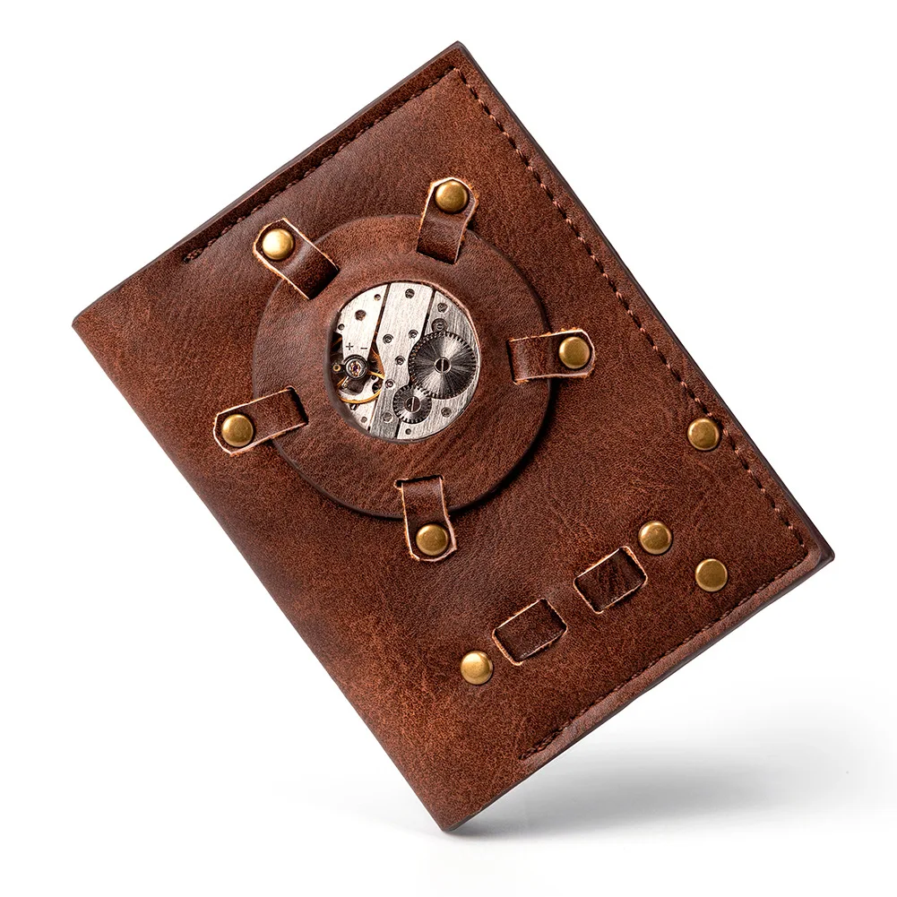 Женский кошелек для денег в стиле стимпанк Ретро креативный кошелек Zero, женский короткий металлический мужской кошелек, бумажник для карт