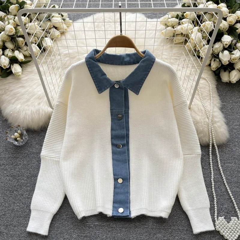 

French Knit Chic Sweater Cardigan Women Button Sweaters Tops Female Casual Ladies Stand-up Collar Blusa Clothes Dropshipping