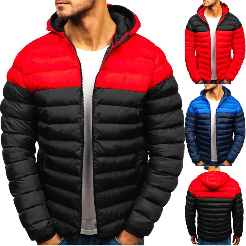 

Winter Jacket Mens Warm Thick Overcoat Fashion Male Outerwear Hooded Collar Quilted Windbreak Parka Cotton Padded Down Coats