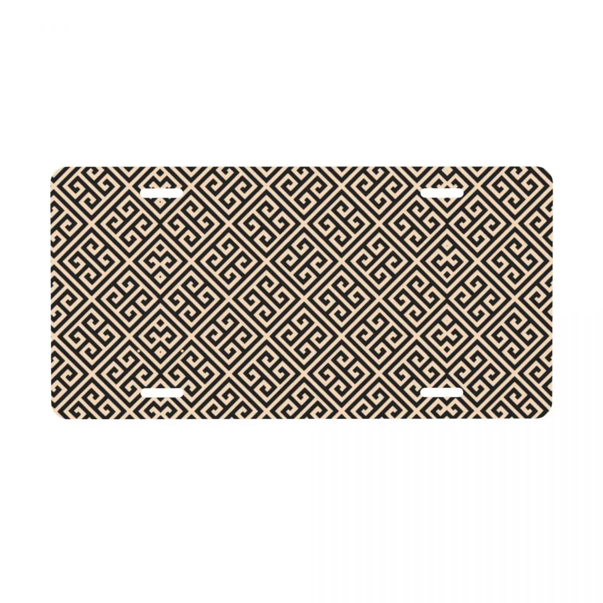 Греческий Meander черный и бежевый дизайн номерной знак декоративный автомобиль