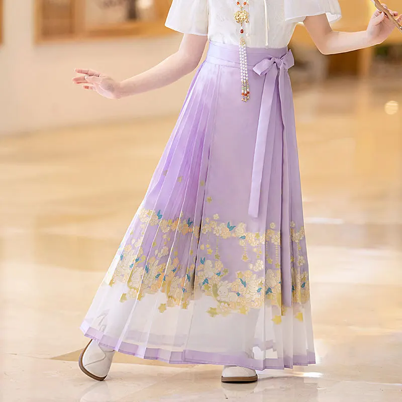 Традиционный китайский комплект Hanfu для девочек юбка с лицом лошади детская