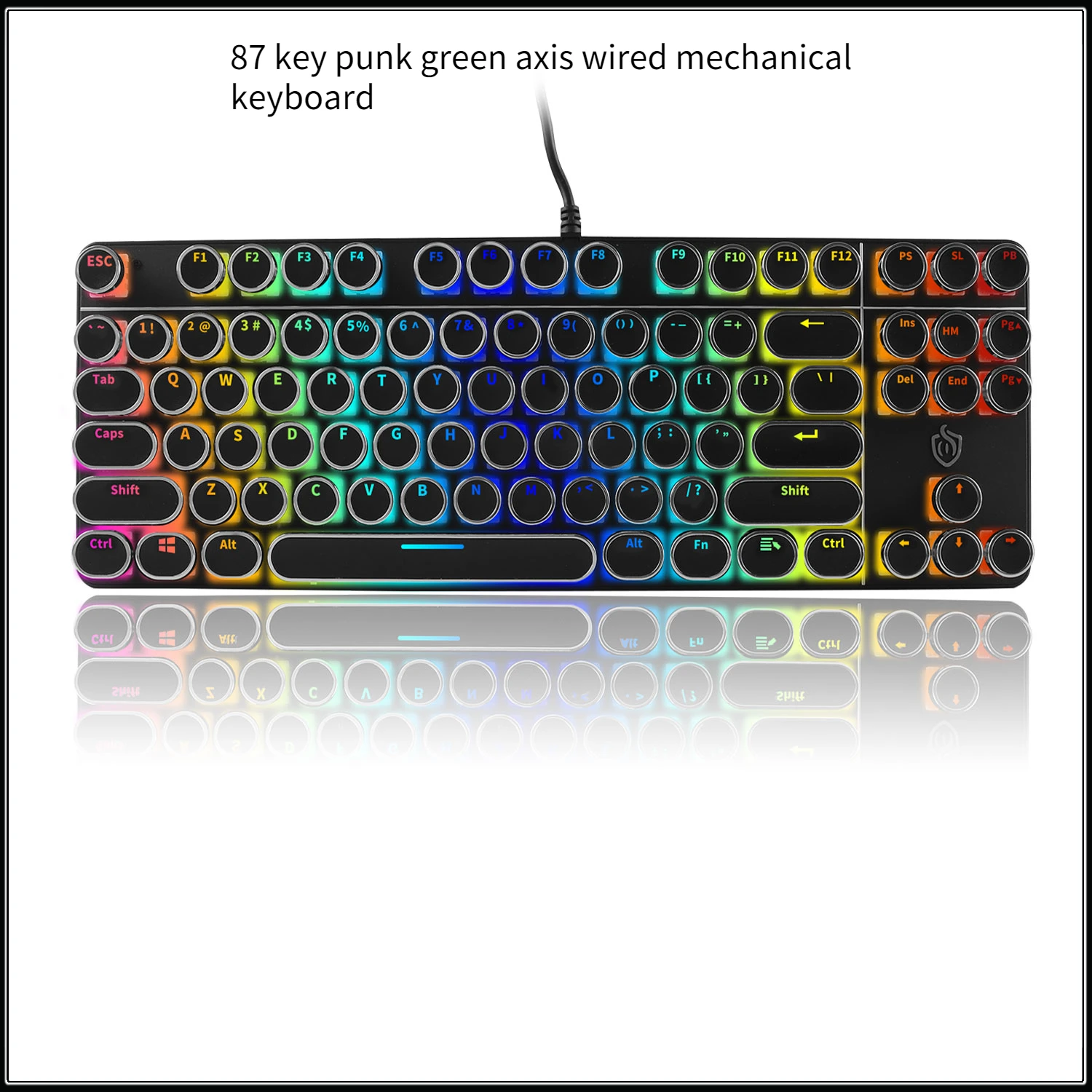 87 Key Punk Green Axis Wired Mechanical Keyboard Ergonomic Gaming Keyboard Office Gamer Keypad Two Colors For Laptop Desktop PC