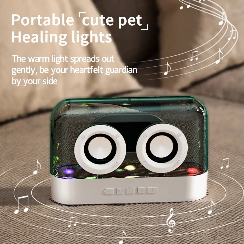 

K9 Glass Atmosphere Light Speaker Wireless Bluetooth Subwoofer Lights Small Speaker Audio