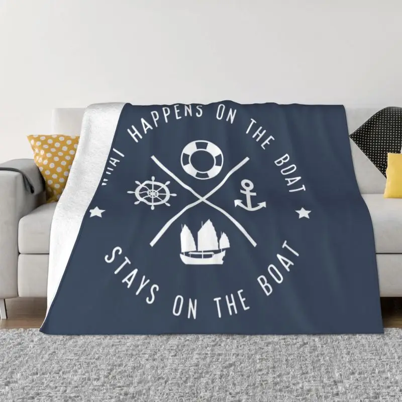 

Что происходит на лодке остается на лодке одеяла фланелевые Sprint морской матросский цитаты Бросьте Одеяло для дивана уличные постельные принадлежности