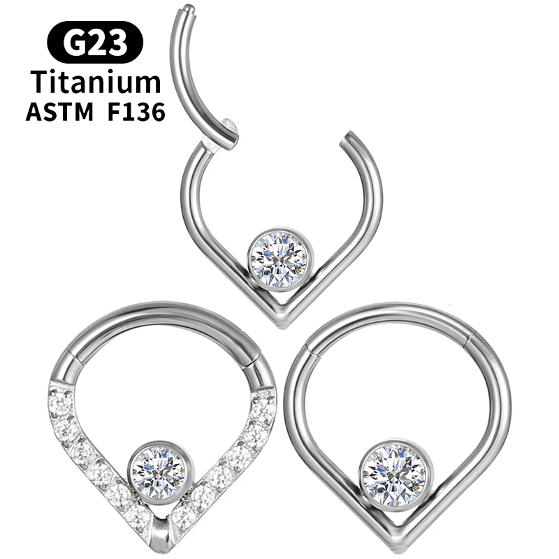 

Piercing Titanium Nose Rings Cartilage Helix Zircon Tragus Clicker Helix Sexy Earring Jewelry Water Hinge Segment Labret Women