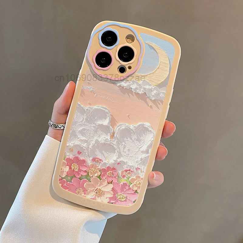 

Cloud Pink Flower For Apple 13 Phone Case New Flower Lens 12pro Online Red Girl For Iphone 12 11pro All Inclusive X Fall Proof