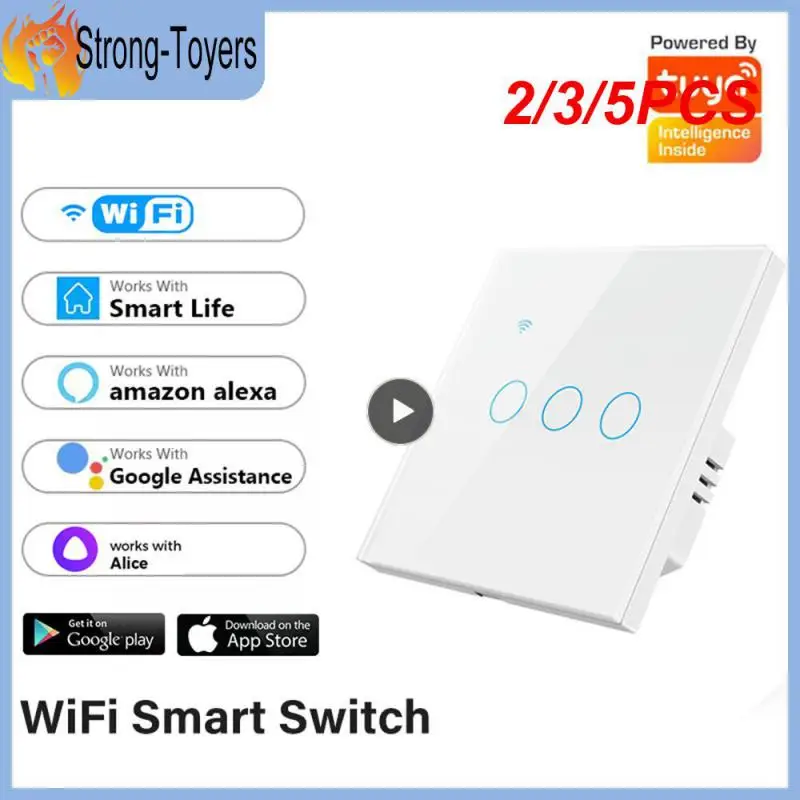 

2/3/5PCS For Alexa And Google Home Smart Touch Switch 1/2/3/4gang Voice Control Wall Panel Smart Life App App Control Wifi