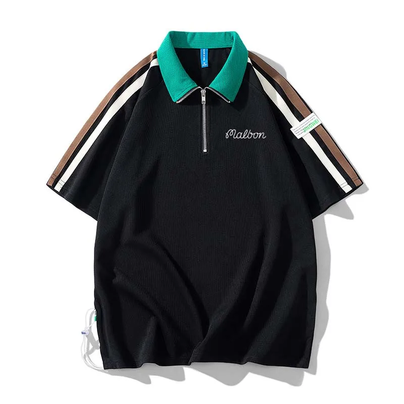 Men's Polo Golf Wear T Shirt Zipper Summer Loose Versatile Men Lapel Casual Fashion Top 2023