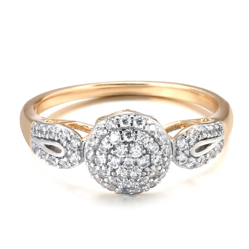 Fede nuziale di lusso per donna elegante vero oro rosa 18 carati gioielli originali cristalli austriaci regalo anelli per uomo oro 18 carati