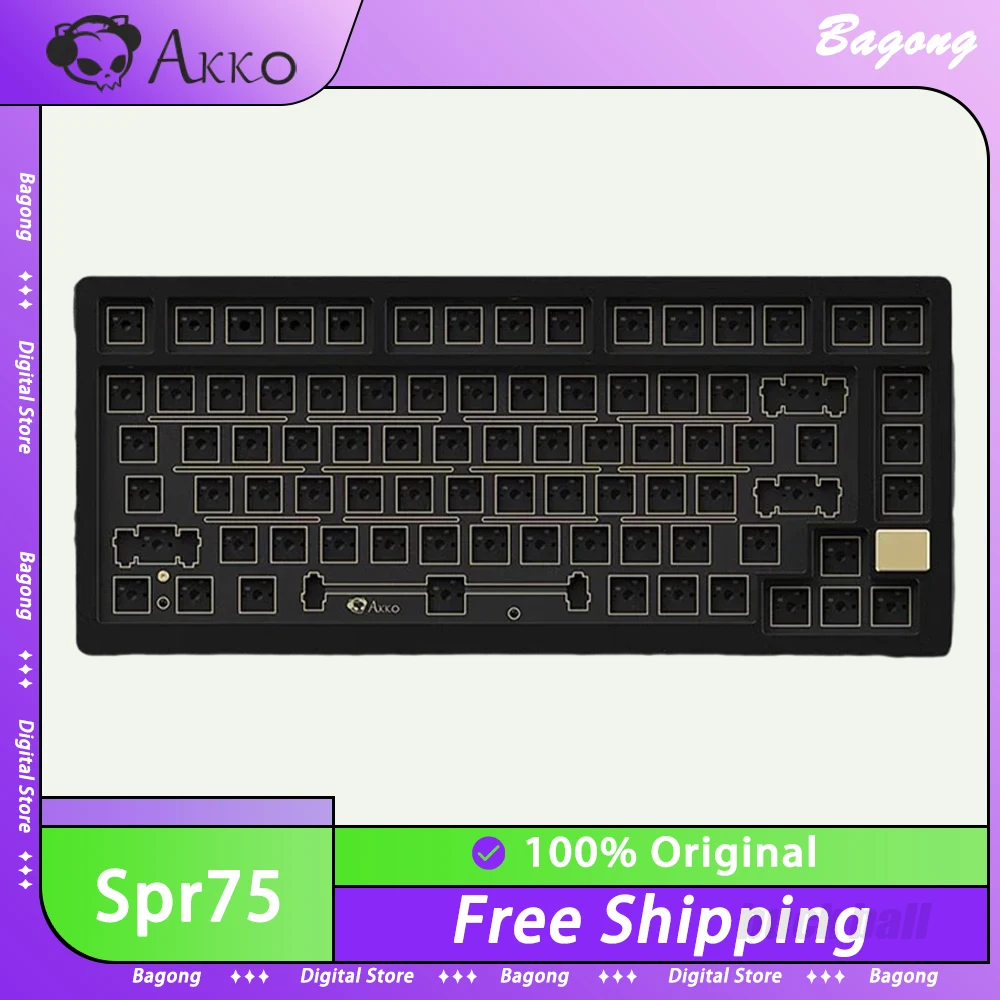 

Akko Spr75 Mechanical Keyboard Kit Hot Swap Metal Customized Keyboard 82 Keys Spring Structure Anodizing Accessory For Computer
