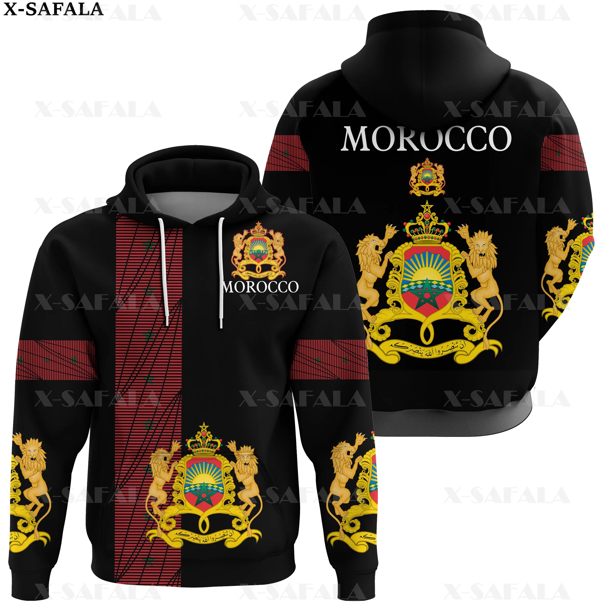 Марокканская эмблема с гербом страны 3D печать толстовка на молнии мужской