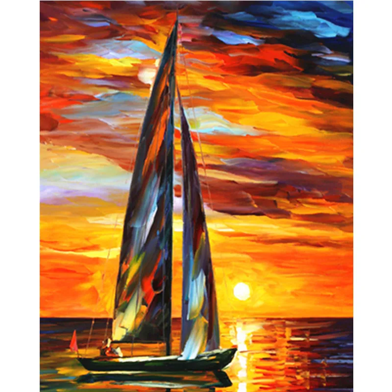 

Still Life Smooth sailing boat 60x75cm Picture Set by Number Oil Painting Set by Number Gift Coloring Set by Canvas Wall Set