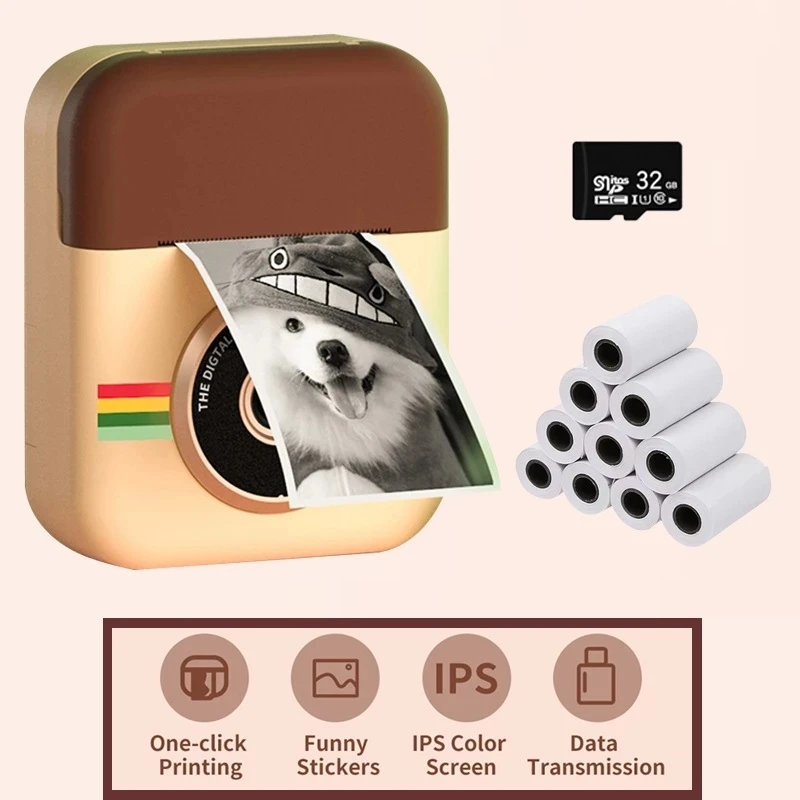 

Kids Instant Printing Camera Mini Digital Camera With HD Video Recording Dual Lens Thermal Photo Paper Birthday Gift Boys Girls