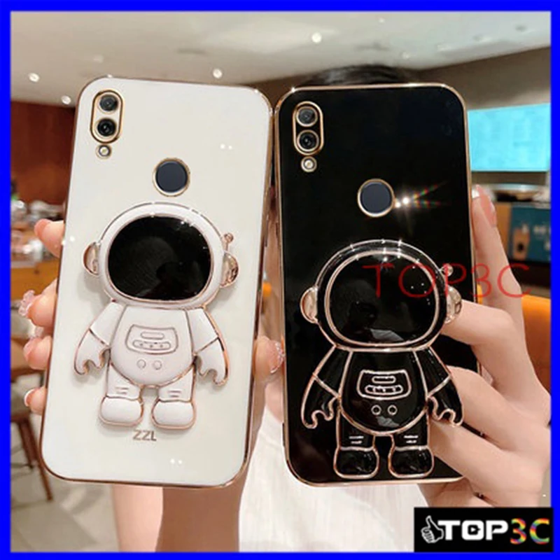 

Astronaut Bracket Plating Phone Holder Case for Huawei P50 P40 P30 P20 Lite Pro Stand Soft Back Cover