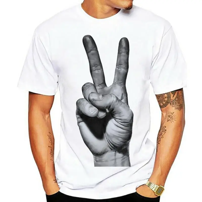 

Artwork Peace Hand T-Shirt Design Fun Retro Summer Style Unisex Women Fitted Slogans Customized Tee Shirt