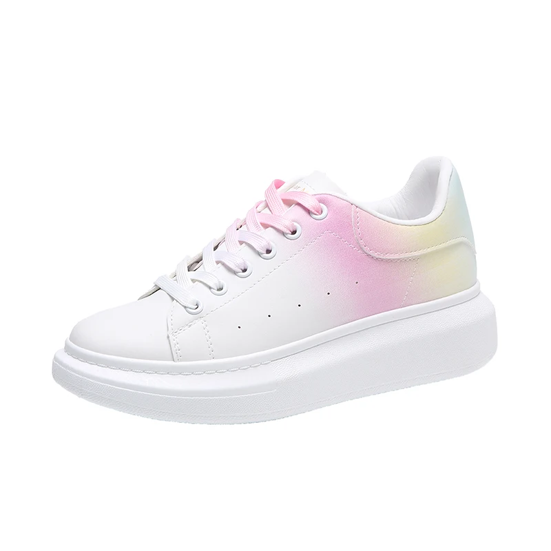 

Sneakers for Women Skateboarding Shoes Leather White Flat Anti-slippery Breathable Comfortable Ladies Summer with Free Shipping