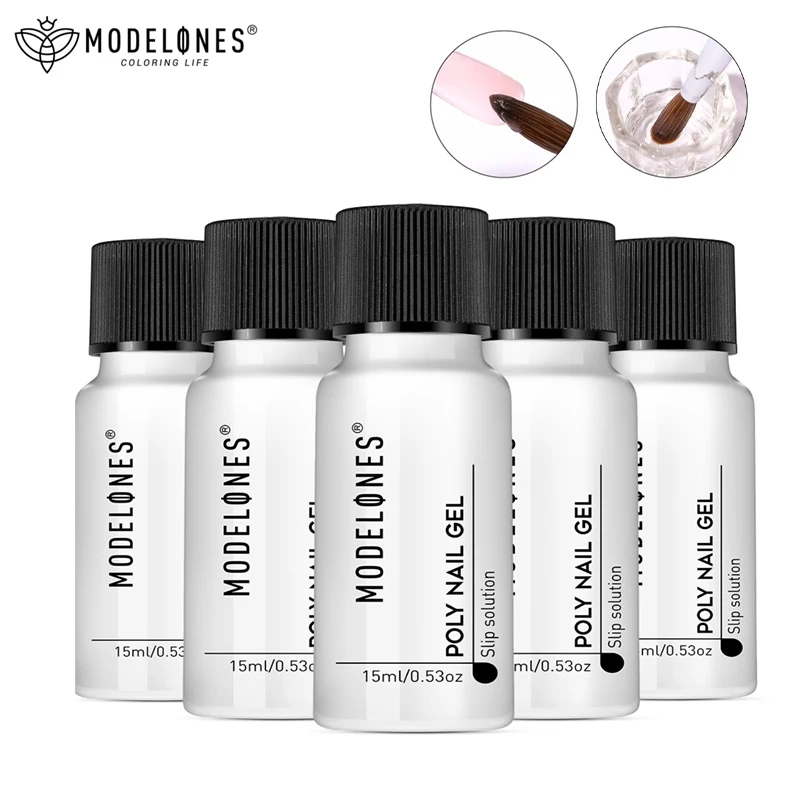 

Modelones 5pcs Nail Slip Solution Extension Gel 15ml for Poly UV Gel Smooth Eliminate Friction Nail Tools Carving Cleaning Plush