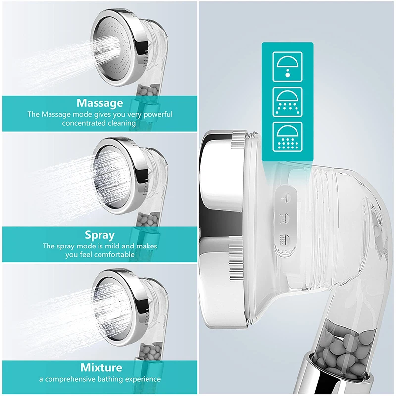 

Насадка для душа с фильтрованной текстурой, головка для душа с ручным распылителем, 3 настройки