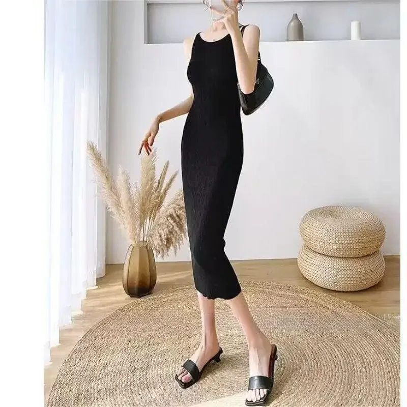 2024 вязаное платье весна-лето новое длинное корейское стильное элегантное