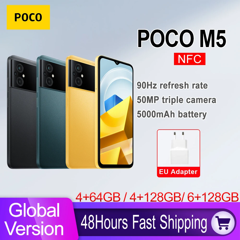Kup Globalna Wersja POCO M5 Smartphone 64GB/128GB NFC MTK G99 Octa Core 90Hz 6.58 Quot Wyświetlacz 50MP Kamera 5000mAh