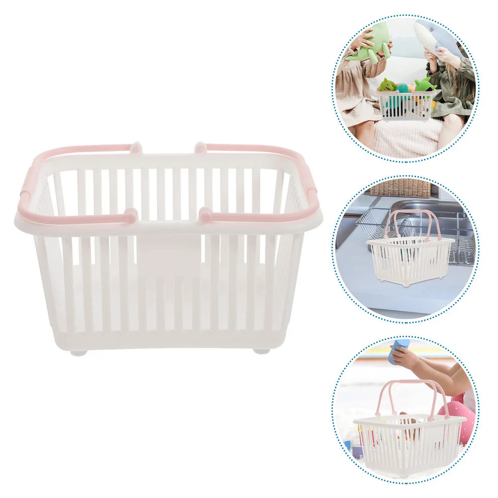 

Storage Basket Small Baskets Handles Sundries Container Stationery Shower Plastic Hollow