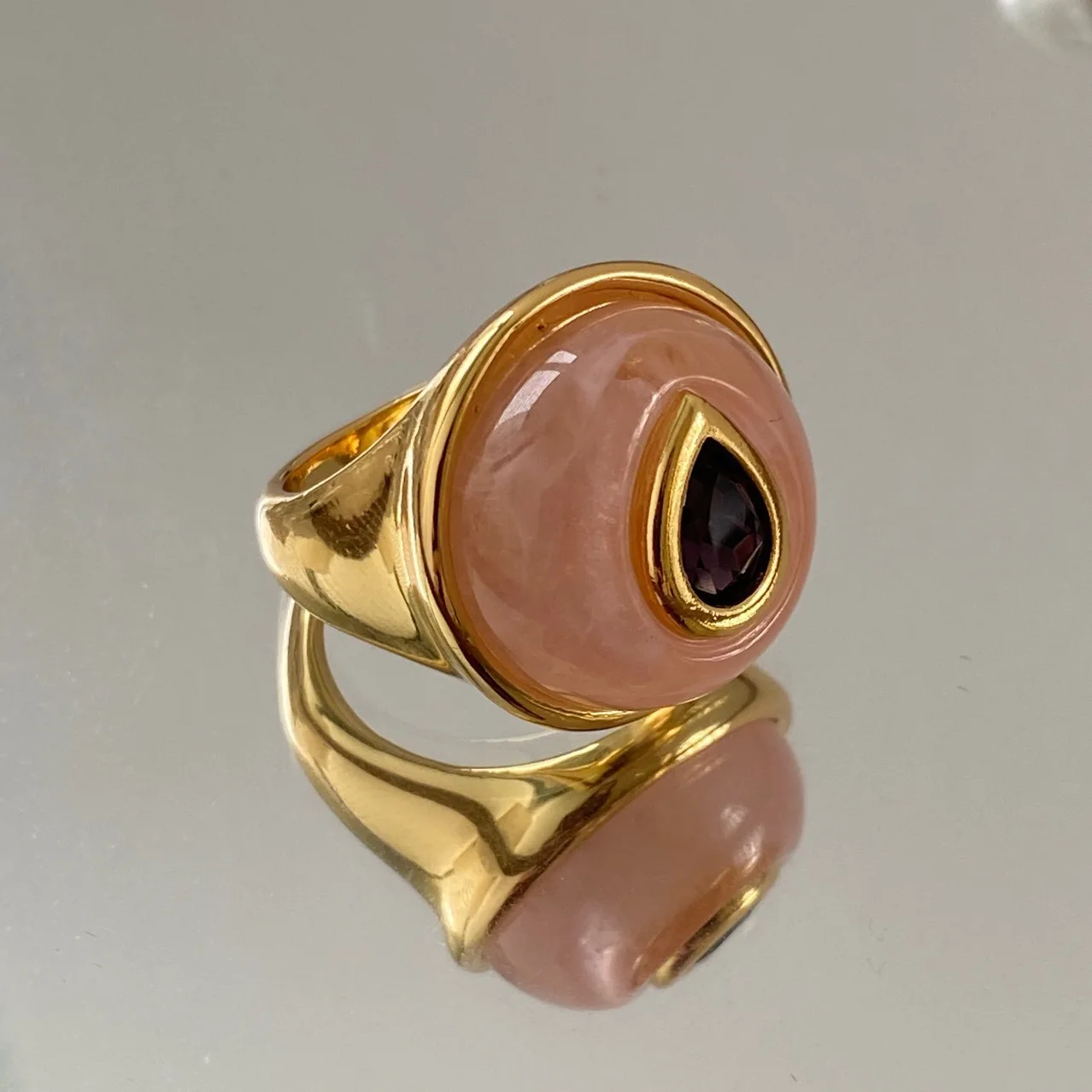 

Кольцо женское розовое, нишевое ювелирное изделие с высокой чувствительностью, подарок на день Святого Валентина, весна-лето