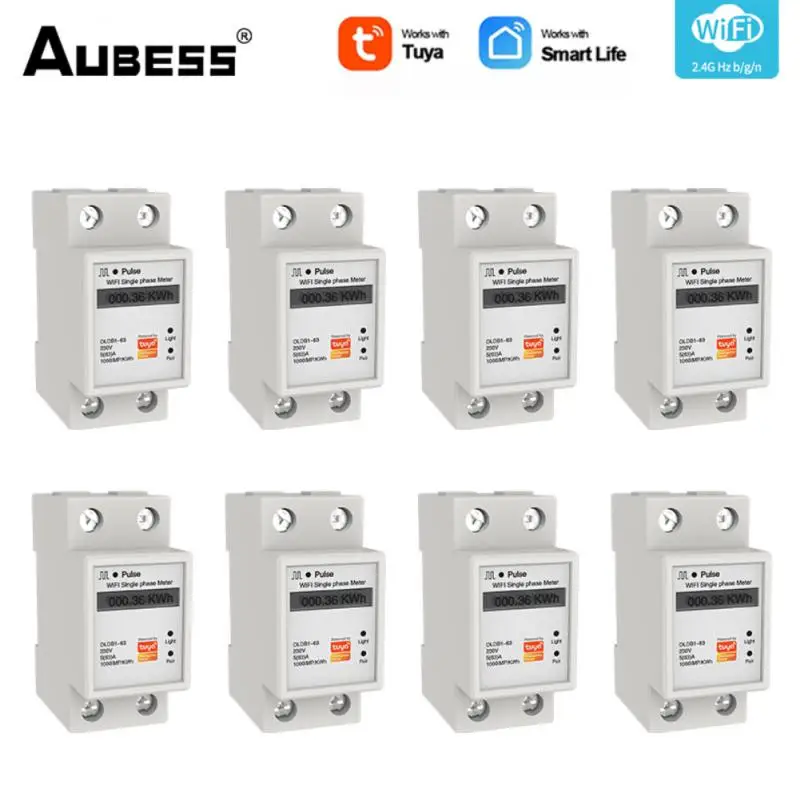 

Wireless Din Rail Single-phase Switch Real-time Remote Control Wi-fi 2.4g Diy Smart Home New Energy Meter Tuya 63a Timer