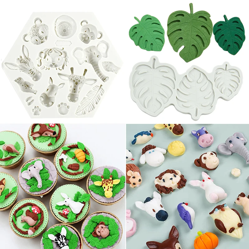 Fondant формочка для печенья животных Лес джунгли Зеленая Черепаха лист штамп детей