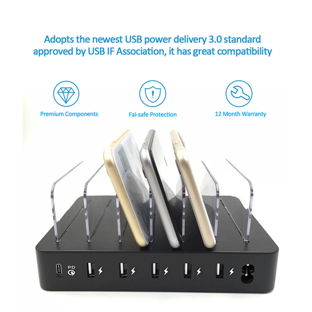 Станция зарядная с 8 USB-портами и поддержкой быстрой зарядки 105 Вт | Мобильные