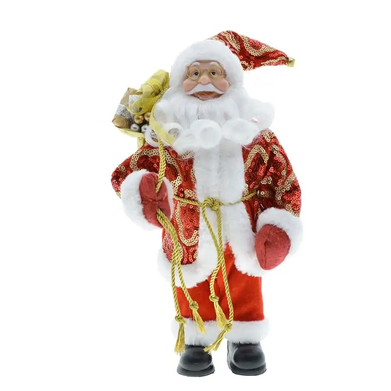 

Santa Figurines Doll Standing Figurine Resin Crafts Ornaments With Gift For Centerpiece New Year Christmas Home Party Decor