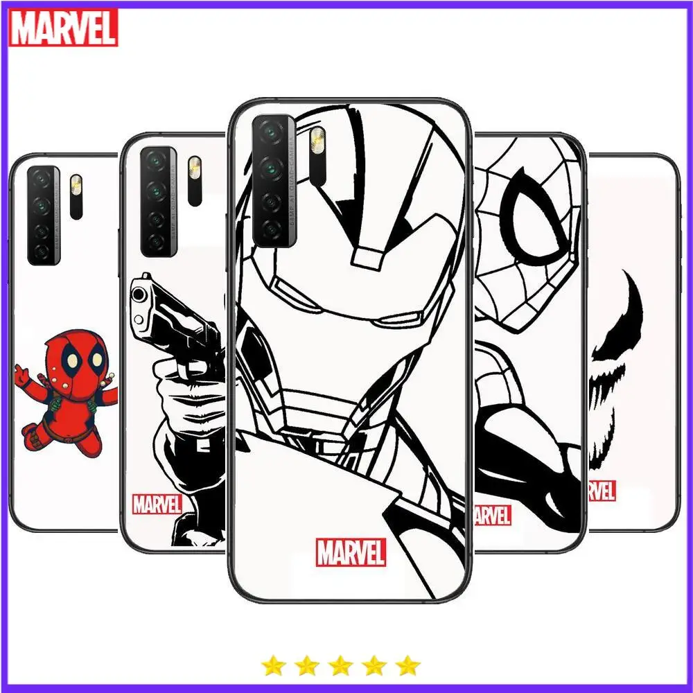 

Marvel Spiderman Iron Man Black Soft Cover The Pooh For Huawei Nova 8 7 6 SE 5T 7i 5i 5Z 5 4 4E 3 3i 3E 2i Pro Phone Case cases