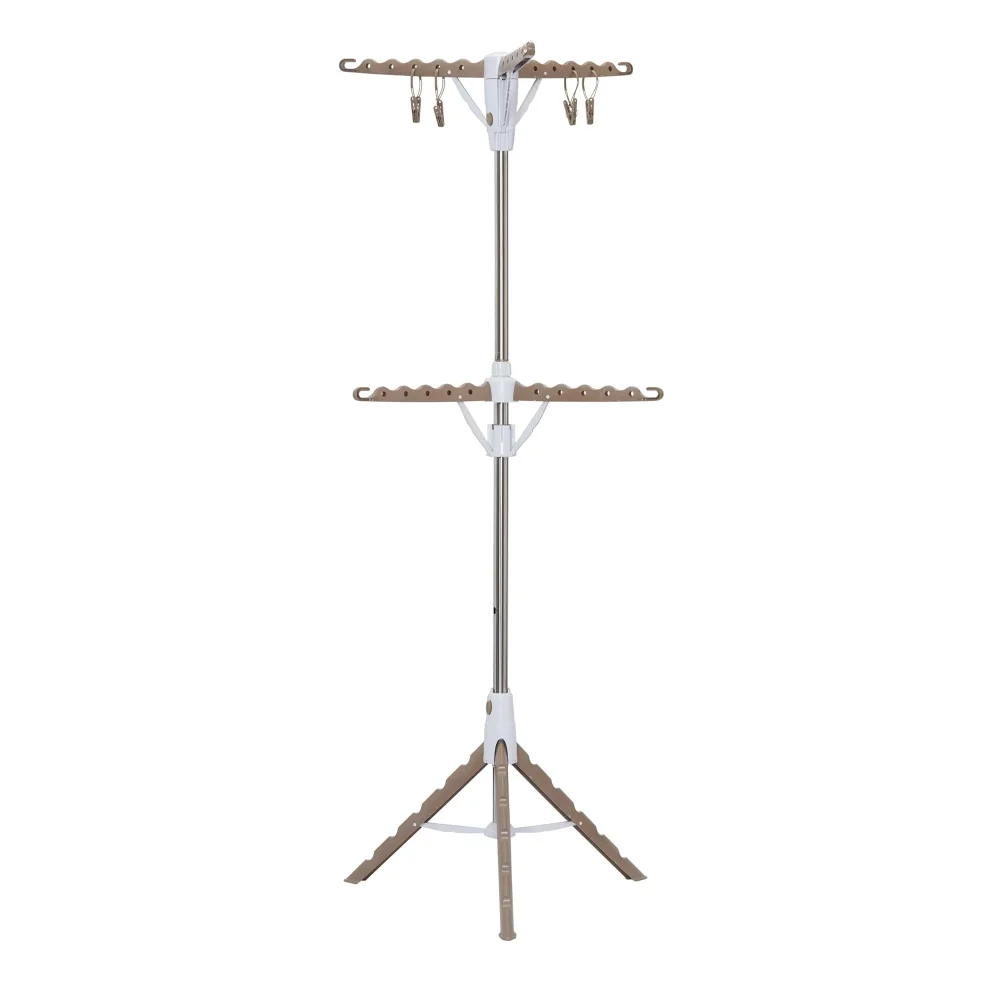 

2-Tier Tripod Clothes Drying Rack with Hanging Clothespins