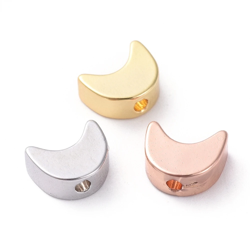 

5 шт., латунные бусины с эффектом Луны, 18 К, 5,4x6,9x3 мм