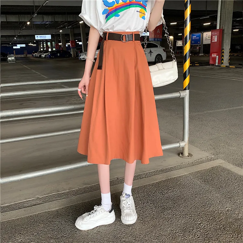 

Юбка TFETTERS Женская средней длины, модная повседневная свободная в Корейском стиле, с карманами, с зонтом и поясом, лето 2023