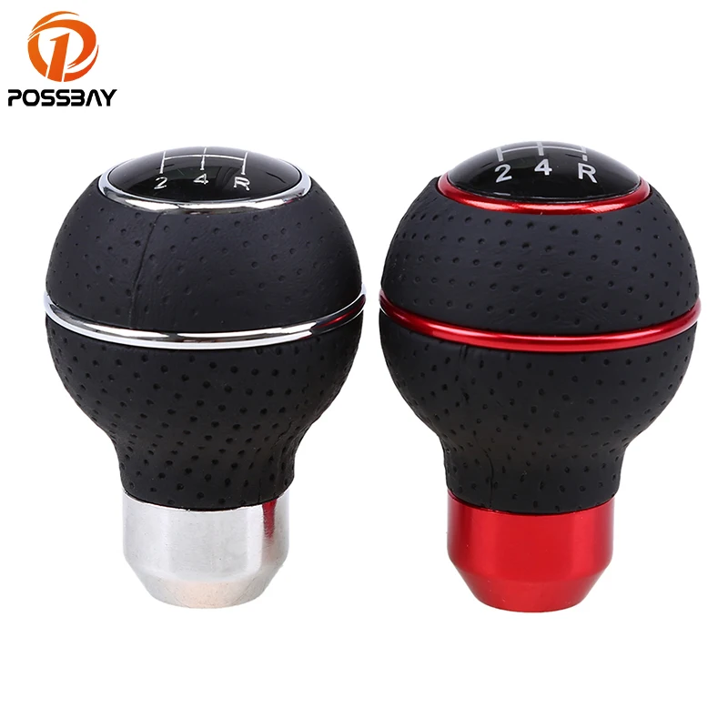 

POSSBAY 5 Speed Auto Car Gear Shift Knob Universal Vehicle Manual Gear Knob Black Leather Shifter Lever Car Interior Accessories