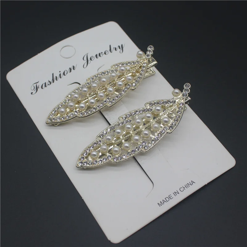 Заколка для волос из цинкового сплава с жемчугом и стразами 2 шт./лот |