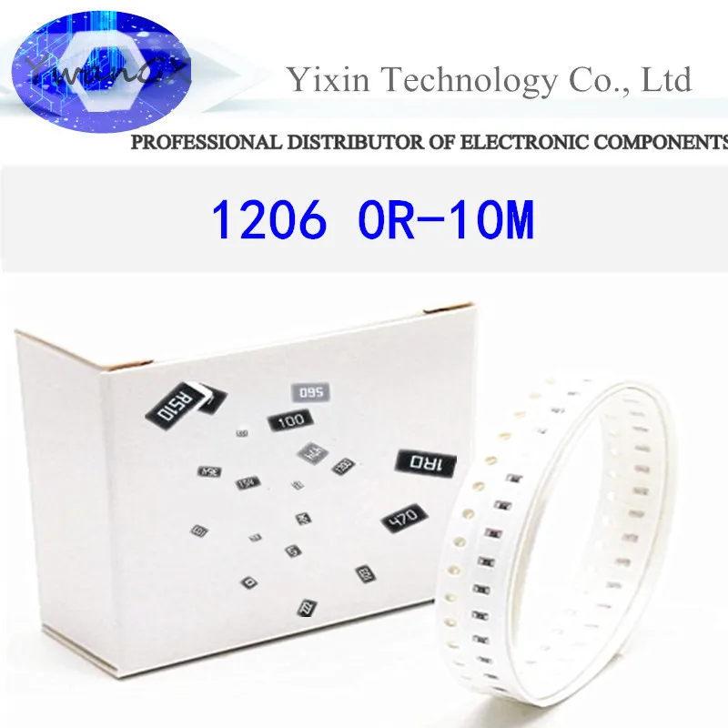 

100unidade 1% SMD resistor 0R ~ 10M 1/4W 0 1206 1 10 0,1 100 150 ohm 1K 220 K 330 K 10K 2,2 K 1R 10R 100R 150R 220R 330R 1, 4,7
